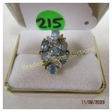 LADIES 14K GOLD GEMSTONE RING, SZ 5.5  WEIGHS 4.8