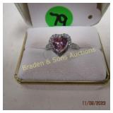 LADIES STERLING SILVER AND GEMSTONE RING