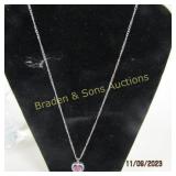 LADIES STERLING SILVER AND GEMSTONE NECKLACE