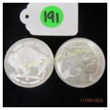 GROUP OF 2 ONE OUNCE SILVER ROUNDS