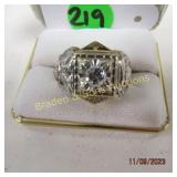 MENS 10K GOLD 32ND DEGREE MASONIC DIAMOND RING,
