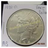 US 1934-D PEACE DOLLAR MS QUALITY