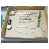 TRAY OF USED WRIST WATCHES ETC