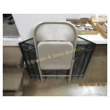 USED FOLDING BANQUET CHAIR AND FIREPLACE SCREEN.
