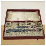 ANTIQUE PEN AND INK SET WITH CASE.
