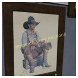 FRAMED 19" X 14"" COORS COWBOY PRINT BY