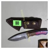 NEW 8" DAMASCUS STEEL FIXED BLADE KNIFE WITH