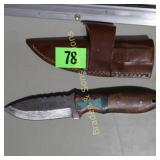 NEW 8" DAMASCUS STEEL FIXED BLADE KNIFE WITH