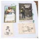 GROUP OF 4 BLACK AMERICANA ADVERTISING POST CARDS
