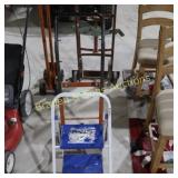SMALL DOLLY AND FOLDING STEP LADDER.