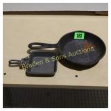 GROUP OF 2 SMALL CAST IRON PANS