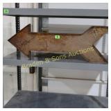 CUSTOM MADE ARROW SIGN.