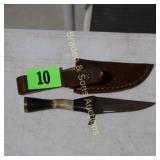 CUSTOM MADE 6" FIXED BLADE KNIFE WITH LEATHER