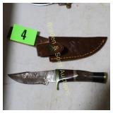 CUSTOM MADE 6" DAMASCUS STEEL FIXED BLADE KNIFE