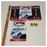 Capitan Parlube Motor Oil Signs,
