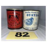 (2) 1 Pt Lux Brand Oysters Cans,