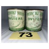 (2) Pocomoke Sound 1 Pt Oyster Cans,