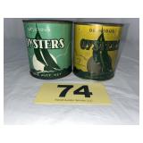 (2) Delicious 1 Pt Bivalve Oyster Cans,