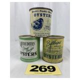 (3) 1 Pt Oyster Cans,