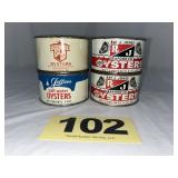 (4) 8 Oz R J Seafood Oyster Cans,