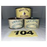 (3) 8 Oz Blue Star Oysters Cans,
