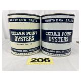 (2) Northern Salts 1 Gal Cedar Point Oysters Cans,