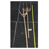 (2) Wooden Pitchforks