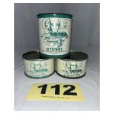 (2) 8 Oz & 1 Pt G and E Oysters Can,