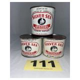 (1) 1 Pt & (2) 12 Oz Silver Sea Oysters Can,