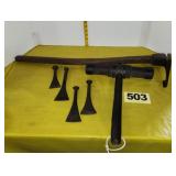 (4) Caulking Irons, Hammer, Ship Builders Adze