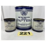 Metompkin 1 Gal & (2) 1 Pt Oysters Cans,