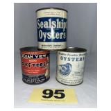 (3) 1 Pt Oyster Cans,