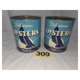 (2) Delicious 1 Gal Oysters Can,