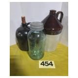 Ball Jar & (2) Jug Crocks