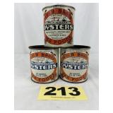 (3)  1 Pt. H and B Brand Oyster Cans,