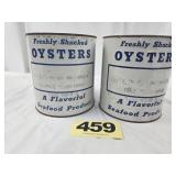 (2) United Oyster Producers 1 Gal Oyster Cans,