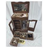 Table Top Jewelry Box w/Contents,