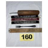 (4) Clam/Oyster Knives, Oyster Fork,