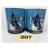 (2) 1 Gal Delicious Oysters Cans,