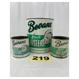 Bevans 1 Gal & 2 Pt Oysters Cans,