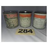 (3) 1 Pt Oyster Cans,