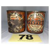 (2) Quality Brand Tangier 1 Pt Oysters Cans,