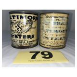 (2) 1 Pt Baltimore Double S Oyster Cans,