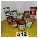 Asmt of 8 Oz to 1 Pt Oyster Cans