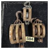 (2) Vintage Double Rope Pulleys, Single Pulley