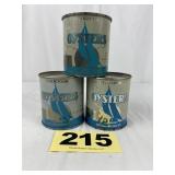 (3) Delicious 1 Pt Oysters Cans,
