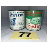 (2) 1 Pt Hickman & Sterling Oysters Cans,