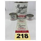 (3) MD House Oysters Cans, Frozen Oyster Tin,