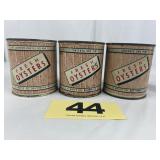 (3)  J.H. White Co. 1 Pt Oyster Cans,