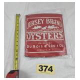 Jersey Brand Oysters Porcelain on Steel Sign,